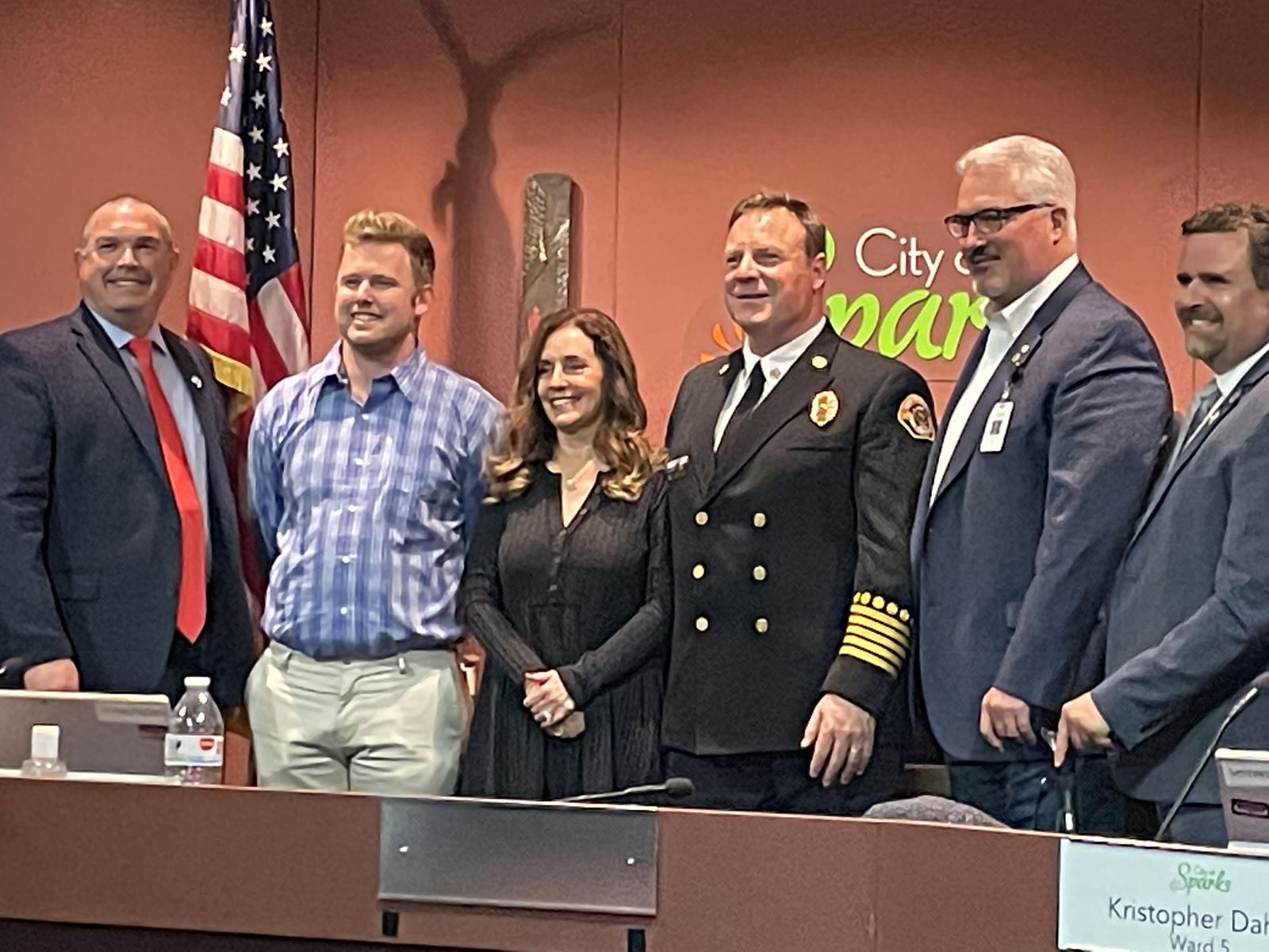 Chief White at his swearing-in as Sparks Fire Chief